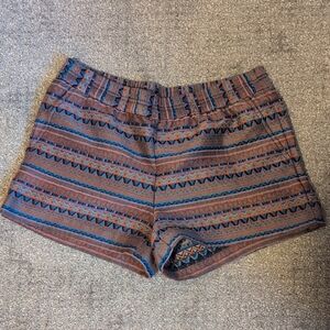 J. Crew Aztec Jacquard Boardwalk Multicolor Pull On Shorts Size 8